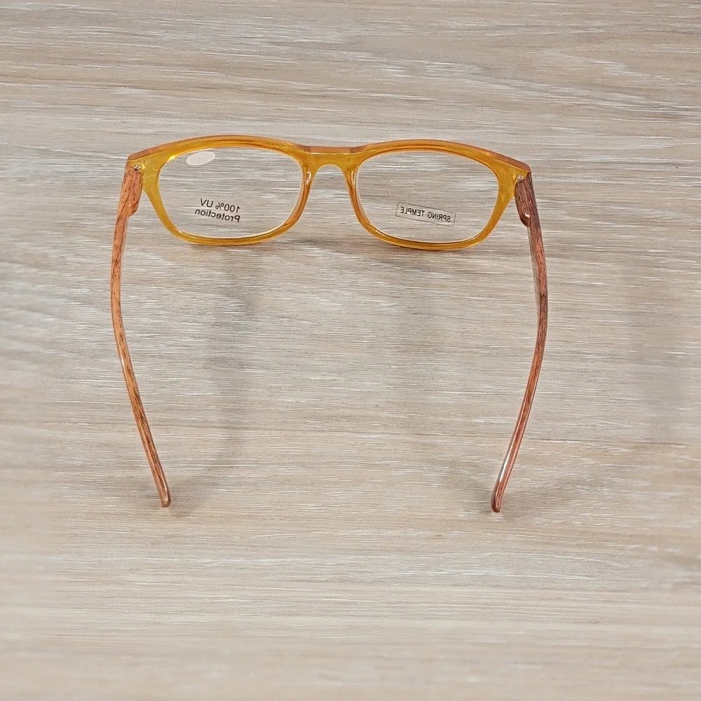 Joy Mangano Women Amber Reading Glasses +2.50‎ Wood Grain Spring Temple UV New